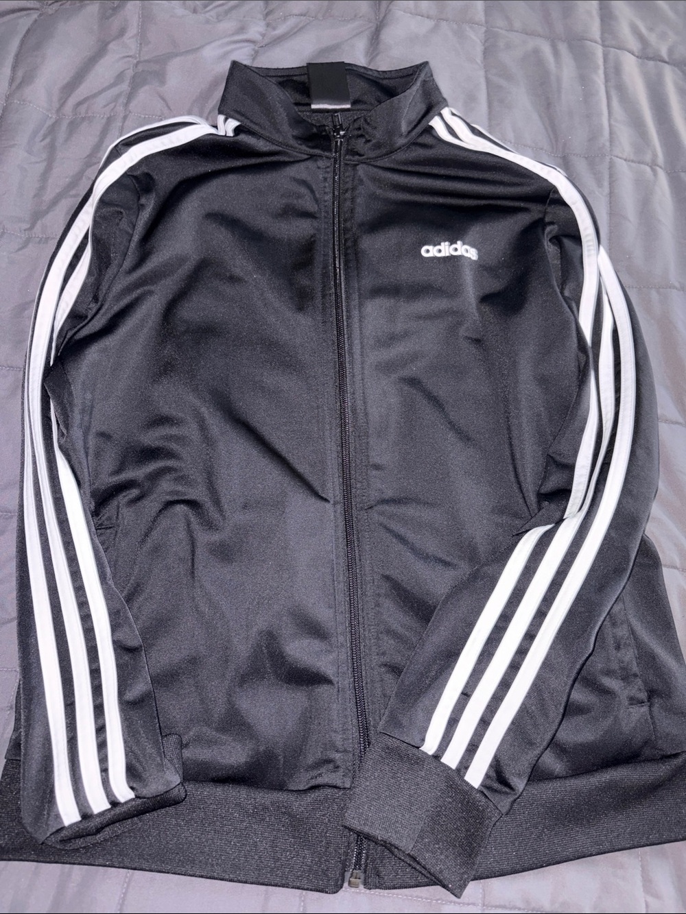 adidas Black Track Jacket with White Three-Stripes